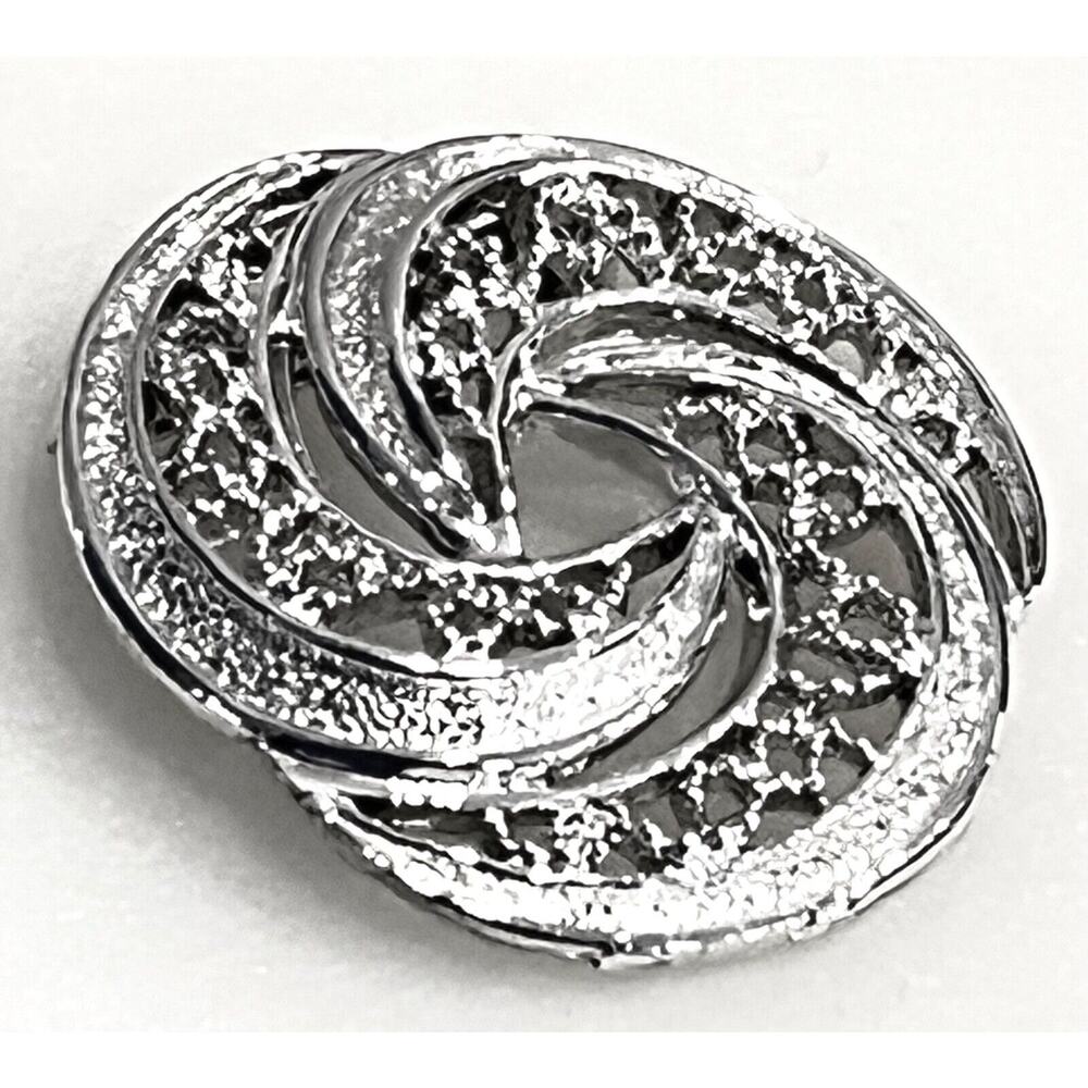 Gerrys Silver Brooch Pin 1.75" Spiral Wreath Designer Signed Open Metalwork Vtg
